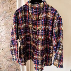 Authentic Gucci Colorful Checkered Knit with Gold Accents